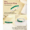 DAYBYDAY 925 Sterling Silver Emerald Ring May Birthstone Ring Women's