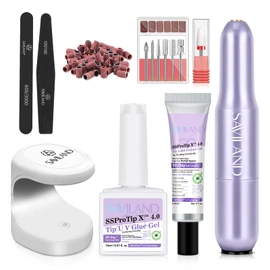 Saviland Nail Tip and Glue Gel Kit - 500 Nails Full Coverage Square Nail Tips 30ML Nail Glue 7