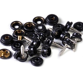 Wedding Decor 10pcs x 15mm Black Heavy Duty 3 parts Screw Back Wood to Fabric Press Studs Snap Fasteners with Fixing Tool Kit Set