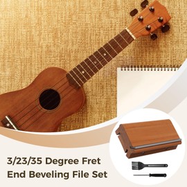 3/23/35 Degree Fret End Beveling File Kit, 3 in 1 Fret File, Guitar Bass Fret End File Set, Guitar Fret Crowning End Bevel File Tools with Brush Screw Driver for Rounding Shaping and Deburring