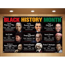 Sunwer Black History Month Photo Booth Backdrop African American National Holiday Decoration Famous People School Classroom Bulletin Board Hanging Banner (7×5ft)