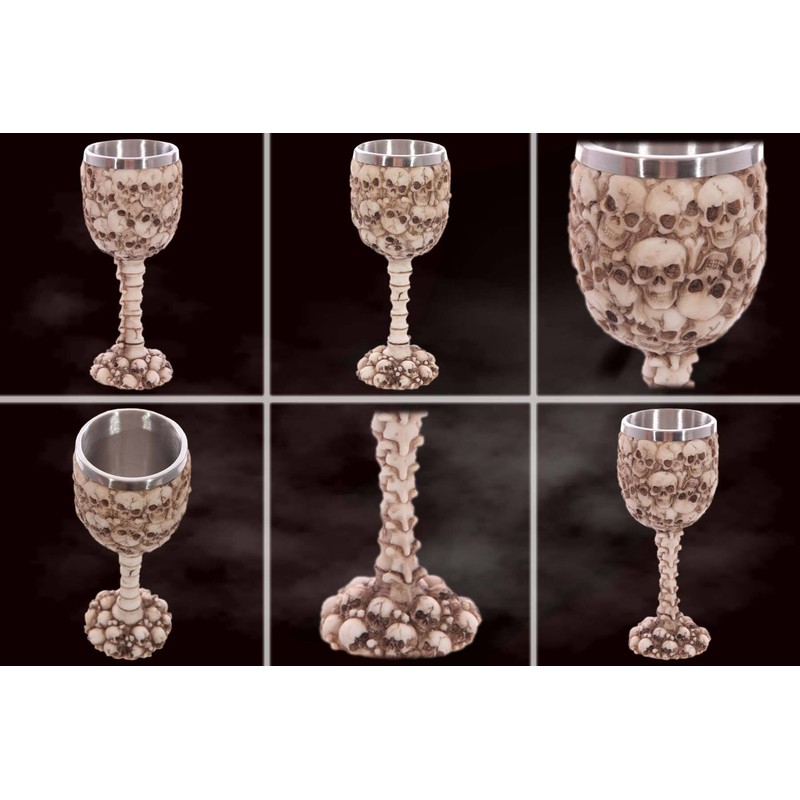 Catacombs Goblet Skull Cup with Spine Handle Decorative Horror Fantasy