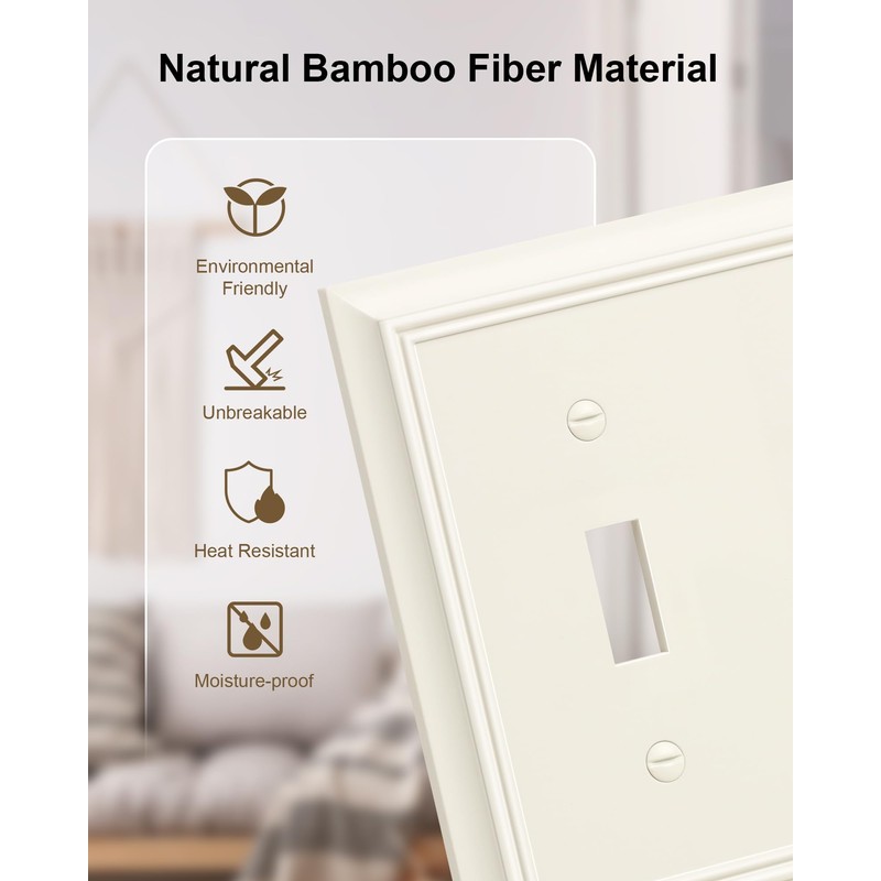 2-Pack Quad Toggle Light Switch Cover Plate, Almond Decorative Switch