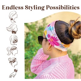 Karma Passport Headband for Women - Medium - Fabric Headband and Stretchy Hair Scarf - Pink