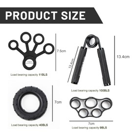 Hand Training, Grip Strength Trainer, Finger Trainer, Climbing, Hand Trainer, Finger Trainer, Forearm Trainer, Pack of 4, Trainer Hand Grip Strengthener, Grip Strength Trainer, Finger Stretcher and