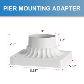 Zanritelit Cast Aluminum Pier Mount Base, 3" Diameter Pier Mount Adapter for Outdoor Post Light, White Pier Mounting Base for Deck Porch Patio, 2 Pack