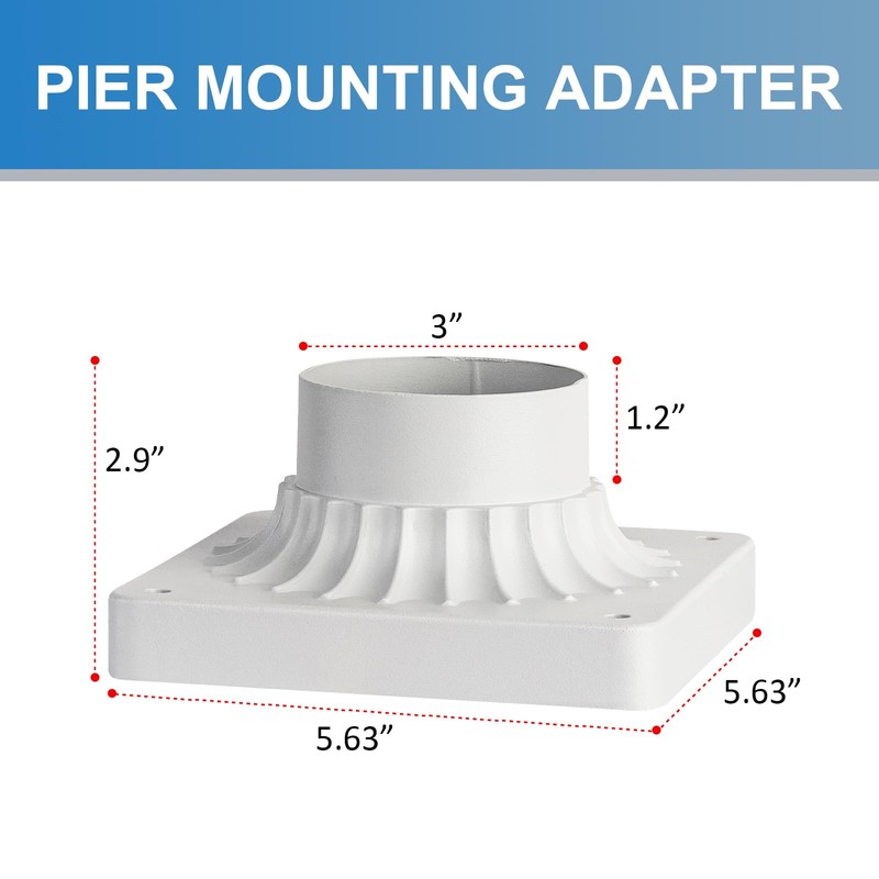 Zanritelit Cast Aluminum Pier Mount Base, 3" Diameter Pier Mount