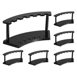 uxcell 6 Pack Plastic Pen Holder, 6-Slot Acrylic Pen Display Stand, Eyebrow Pen Rack, Makeup Brush Organizer for Office Home Store（Vertical Black）