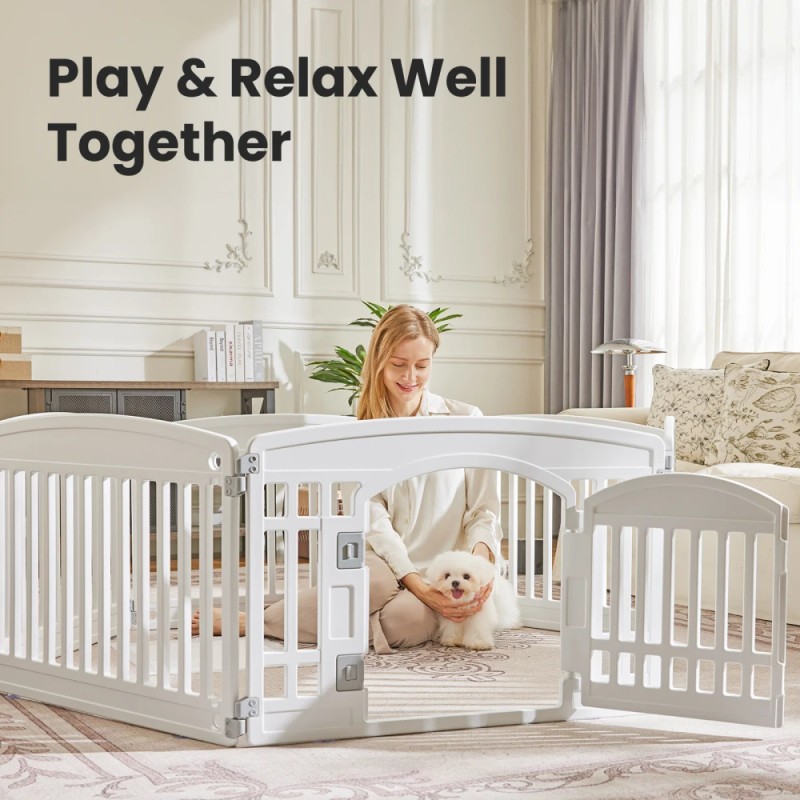 Dog Playpen Adjustable Folding Portable Pet Fence for Small to