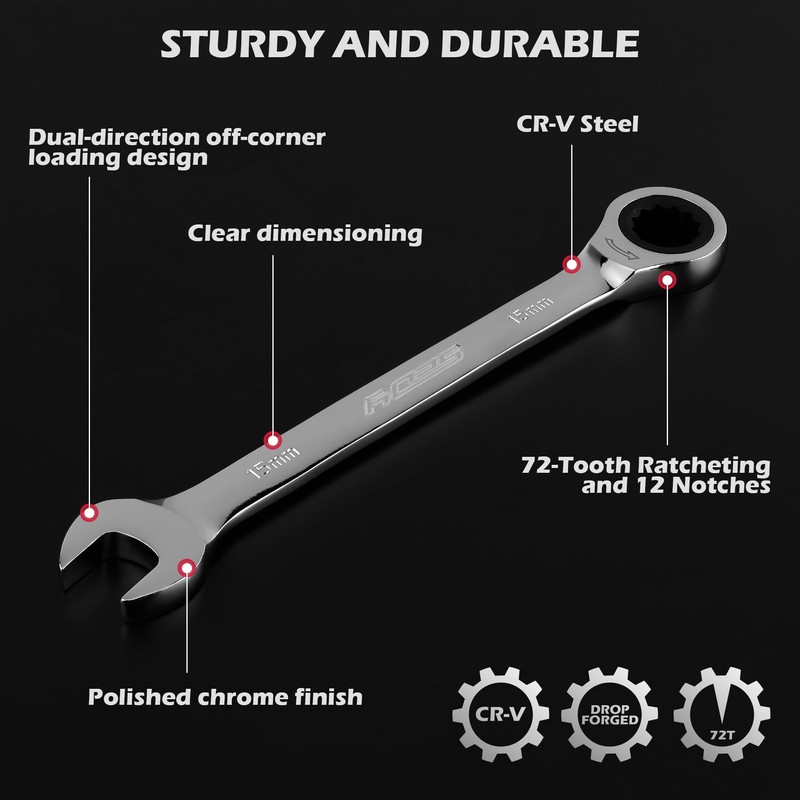Premium 24-Piece Ratcheting Wrench Set, SAE & Metric Combination Wrenches,