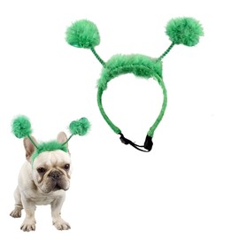 SUNTRADE St. Patrick's Day Pet Headband Green Sequin Fuffly Clover Head Band for Puppy Dog Headwear Party Costume