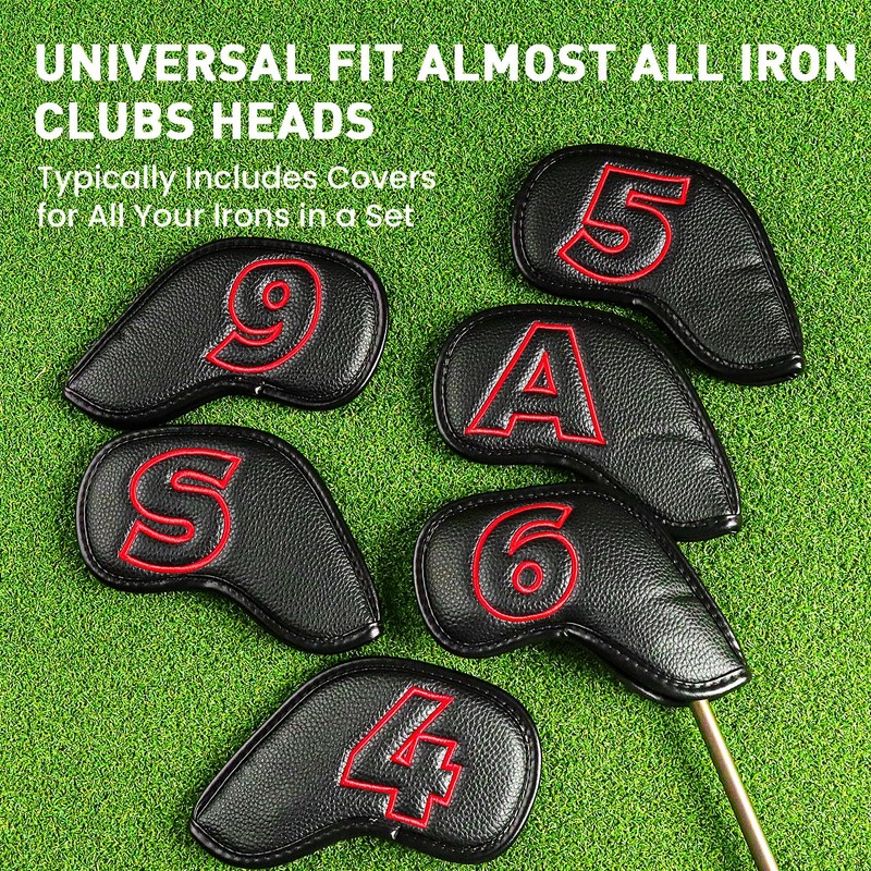 Golf Iron Headcovers 10 Pack Set Synthetic Leather with Magnetic