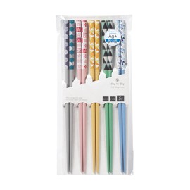 Ishida 67342-6 Silver Ion Antibacterial Patchwork Chopsticks for Guests 5 Pairs 9.1 inches (23 cm)