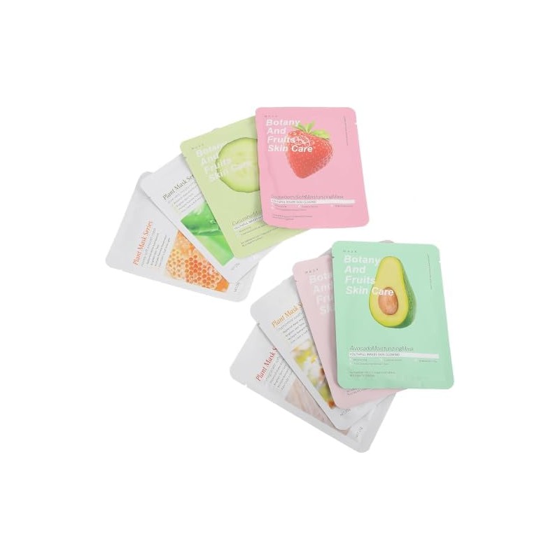 8 Piezas Kit Mascarillas Faciales Hidratantes Frutas Cuidado Piel Aloe