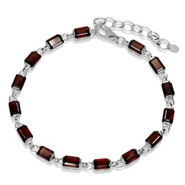 Silvershake 9.75ct. Natural Garnet 925 Sterling Silver 7 to 8.5 Inch Adjustable Bracelet