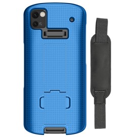 Case + Hand Strap Combo for Zebra TC53 TC58 Mobile Computer Scanner, Nakedcellphone Textured Slim Hard Shell Protector Cover with Kickstand - Cobalt Blue