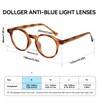Dollger Blue light glasses for women round ，Men retro Blue