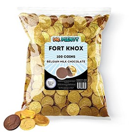 Belgian Milk Chocolate Gold Coins Bulk (100 Count) - Large 1.5in Gourmet Gold Wrapped Chocolates - Holiday Chocolate Candy Coin For Kids - By Dr. Plenty