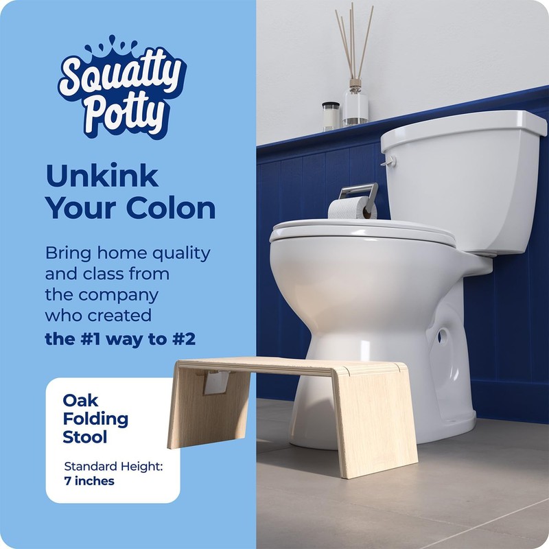 Squatty Potty Oslo Oak Folding Toilet Stool – Compact, Stylish,