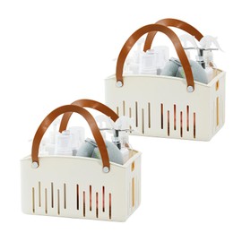 NINEWEEN Portable Shower Caddy, Plastic Bathroom Storage Organizer for Health and Beauty Products, Small Foldable Basket for Home and Outdoor Use, 2 Pack