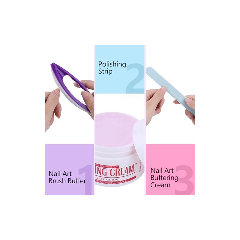 Crema para Pulir Uñas y Kit de Tiras de Pulido,