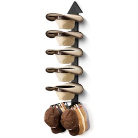 Cowboy Hat Holder for Wall, Cowboy Hat Rack Arrow Wood for 10 Baseball Caps and 5 Cowboy Hats, Western Wall Decor for Bedroom, Hat Organizer Hanger Storage for Entryway Closet Living Room, Black