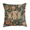 Three Kittens William Morris Style Tapestry Throw Pillow