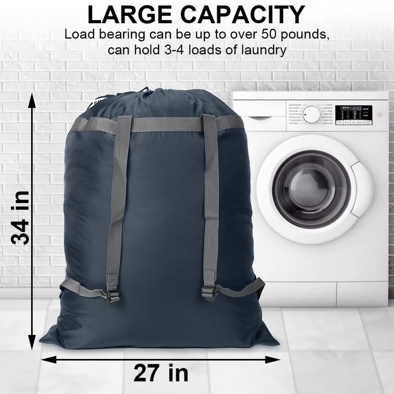 2 Pack Laundry Bag Backpack, 27” x 34”Sturdy Laundry Bag