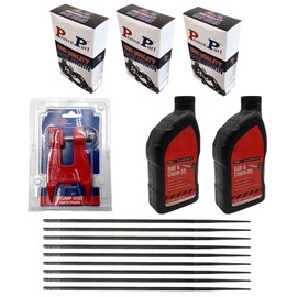 Proven Part (3) 24" Full Chisel 3/8" Pitch .050 84Dl (2) Quart Oil (1) Stump Vise (9) Files