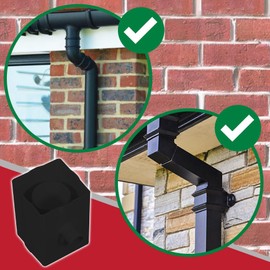 SPARES2GO Rainwater Diverter 65mm Square 68mm Round Downpipe Water Butt Kit (Black)