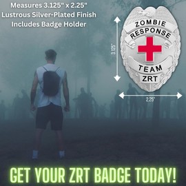 Zombie Response Team Badge - Costumes, Cosplay, Pretend Play and Dress Up - All Metal Novelty Badge - Police Duty Quality - Includes Neck Chain Badge Holder