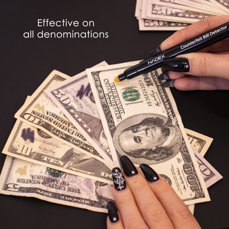 Nadex Counterfeit Pen, Easy Swipe - Gold for Real, Black