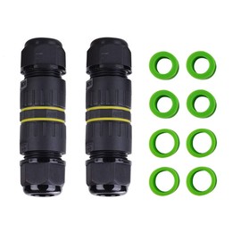 YIXISI Pack of 2 3-Pin Cable Connectors, Waterproof IP68, Cable Connection Box for Outdoor Use, Connection Sleeve for Diameter 5-12 mm Cable Diameter, Black