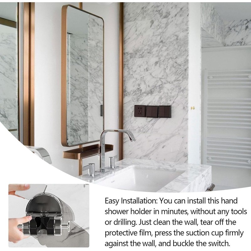 Integrated Suction Cup Shower Rack - Adjustable Wall Mounting Shower