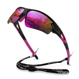 yoofun Sunglasses Mens, Polarised Safety Glasses for Men Women Youth Baseball TAC Glasses UV400 Protection, Rosa