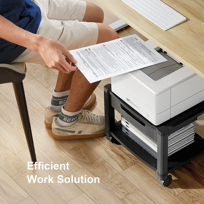 HUANUO Printer Stand with Cable Management and Storage Drawer, Printer
