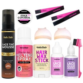 Dolahair Dolahair Lace Glue Kit Lace Tint Mousse Wig Glue Kit complete set lace front kit wig installation kit wig melting kit Melting Spray for Lace Melt Wig Essentials (Dark Brown)