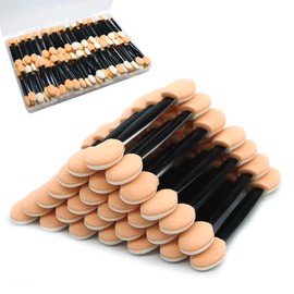 Dual Sides Disposable Eyeshadow Applicators,120Pcs Eyeshadow Applicators Sticks Sponge Tip Eye Makeup Applicators 2.4 Inch Eyeshadow Brush with Container Makeup Applicator for Women Girls