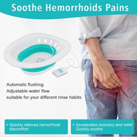 Electric Sitz Bath, Sitz Bath for Hemorrhoids, Sitz Bath for Toilet Seat, Sitz Bath for Postpartum Care, Sits Bath Kit for Women, Automatic Flushing, Foldable, Fits Universal Toilet