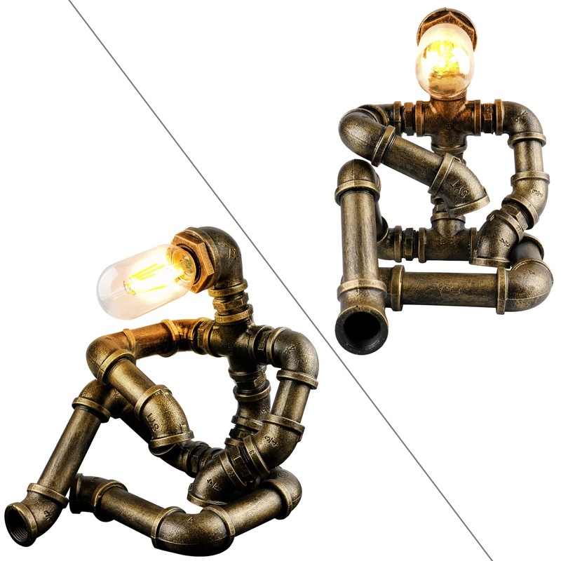 EFAYCRR Steampunk Table Lamp, Creative Robot Style Desk Lamp Vintage