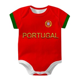 GEREISHIRE Portugal Football Baby Grow Bodysuit Infants Onesie Newborn One-Piece Romper Red 6-12 Months