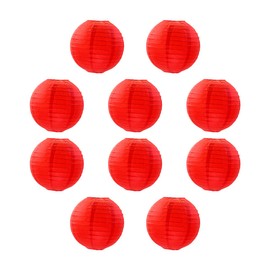 Lanito Paper Lanterns, Red Obon Lanterns, Round Paper Lanterns, Set of 10, Lanterns, Decorations, Paper Lanterns, Bon Festivals, New Year Decorations, Taverns, Birthdays, Weddings, Stalls, DIY