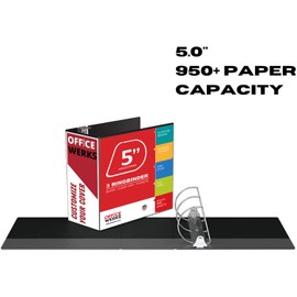 3 Ring Binder, Professional D Ring Binder 5 Inch, Presentation Folder for Pages 8.5 x 11 With Pockets, Clear View White Binder