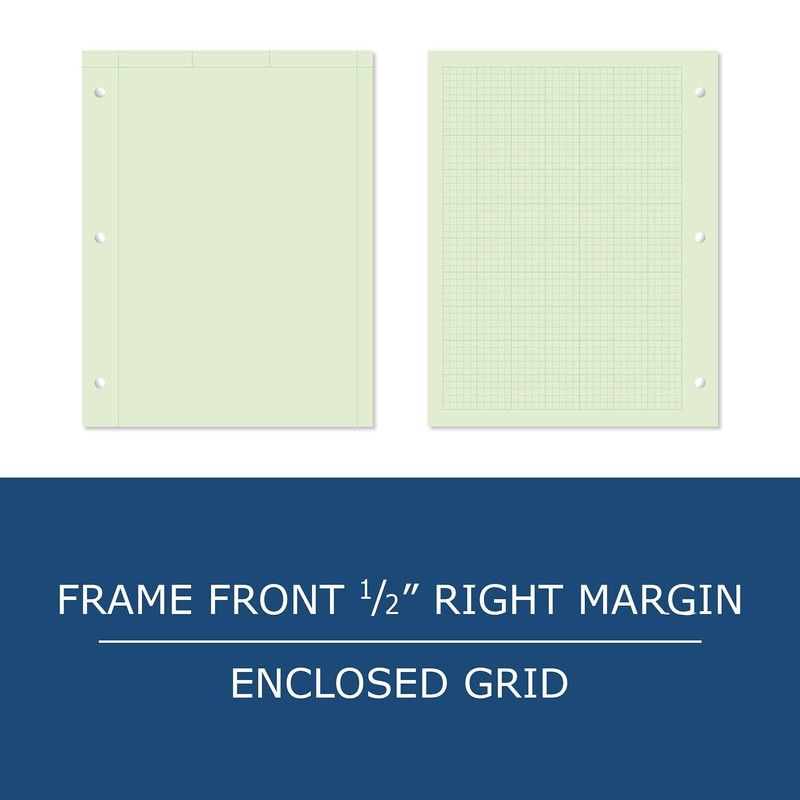 Roaring Spring 5x5 Grid Engineering Pad, 3 Pack, 15# Green,