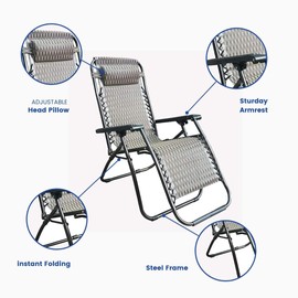 Trimex Zero Gravity Lounge Chair Adjustable Recliners with Head Rest [Set of 2]