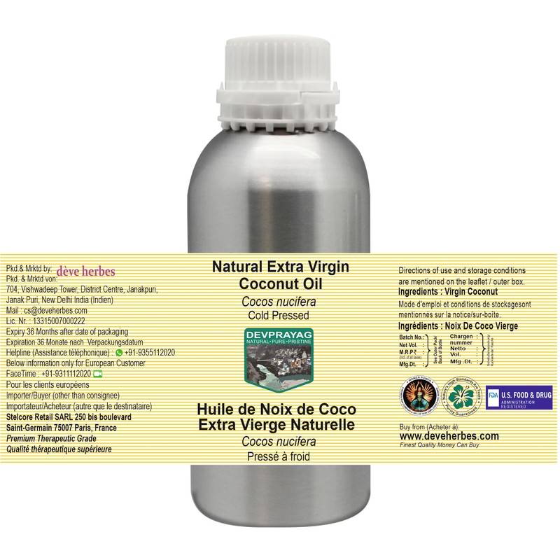 Devprayag Natural Extra Virgin Coconut Oil (Cocos nucifera) Natural Therapeutic