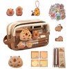 Pencil Case with Zipper,Cartoon Capybara 5 Layers Compartment Clear Pencil