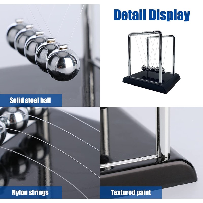 Newtons Cradle Balance Balls, Swinging Balls with Black Base, Fun