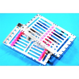 Premium Detachable Autoclavable Sterilization Rack for 7 Instruments Pink German [Cynamed]