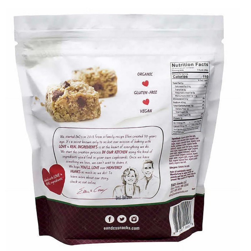 Hunks Organic Oatmeal Dark Chocolate Cookies, Gluten Free, Vegan, 22oz